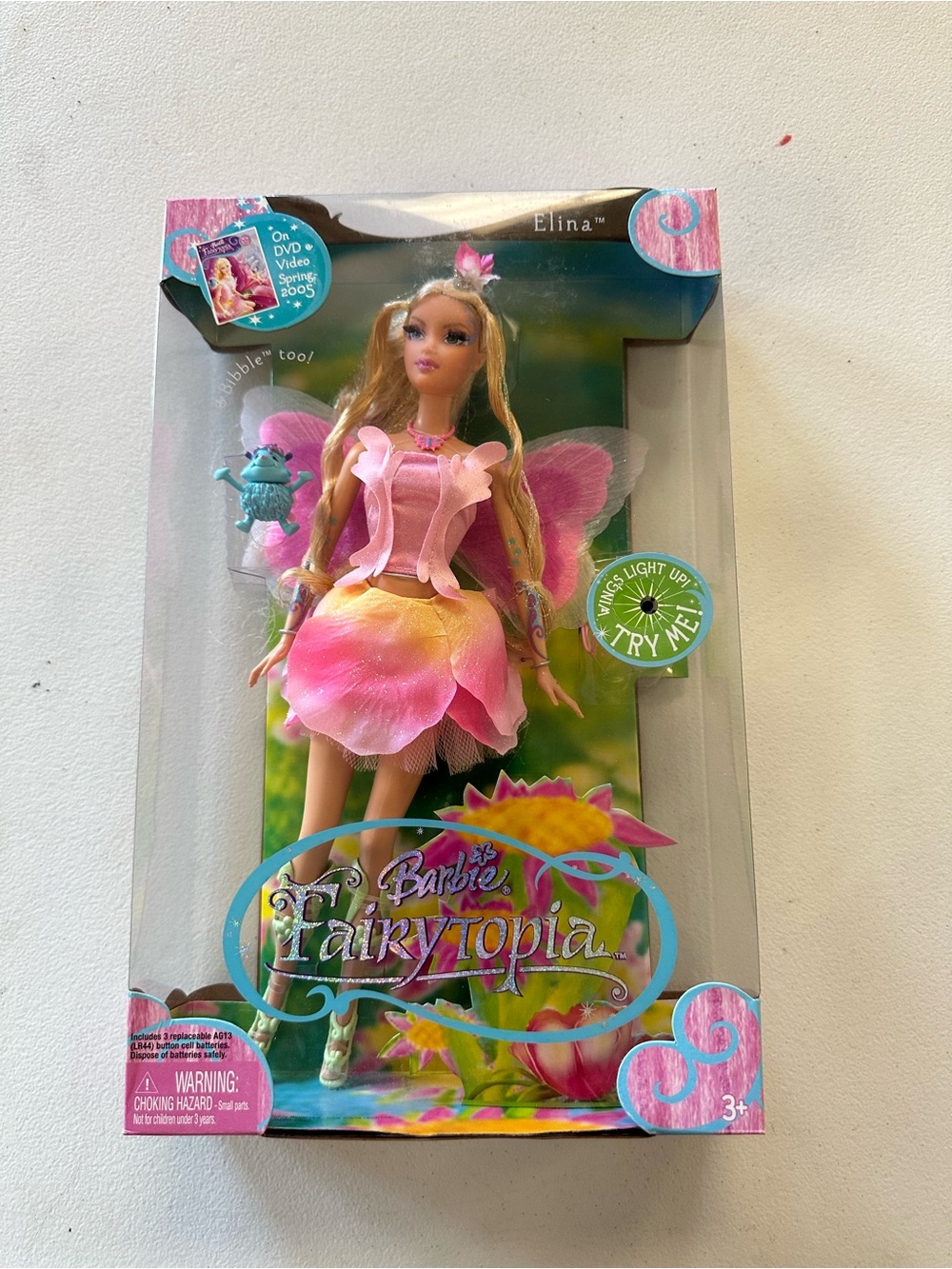 2005 Barbie Fairytopia Elina Light Up Wings Doll NIB Mattel RARE